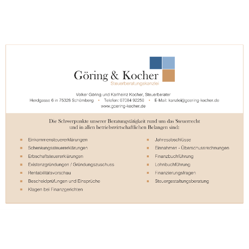 Logo des Unternehmens: Göring & Kocher Steuerberaterkanzlei