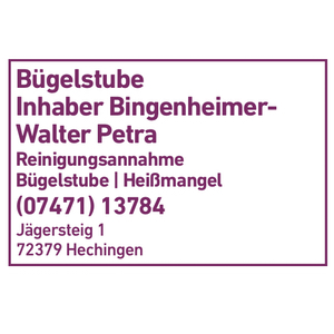 Logo des Unternehmens: Bügelstube Inh. Petra Bingenheimer-Walter