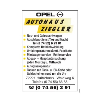 Logo des Unternehmens: Autohaus Ziegler