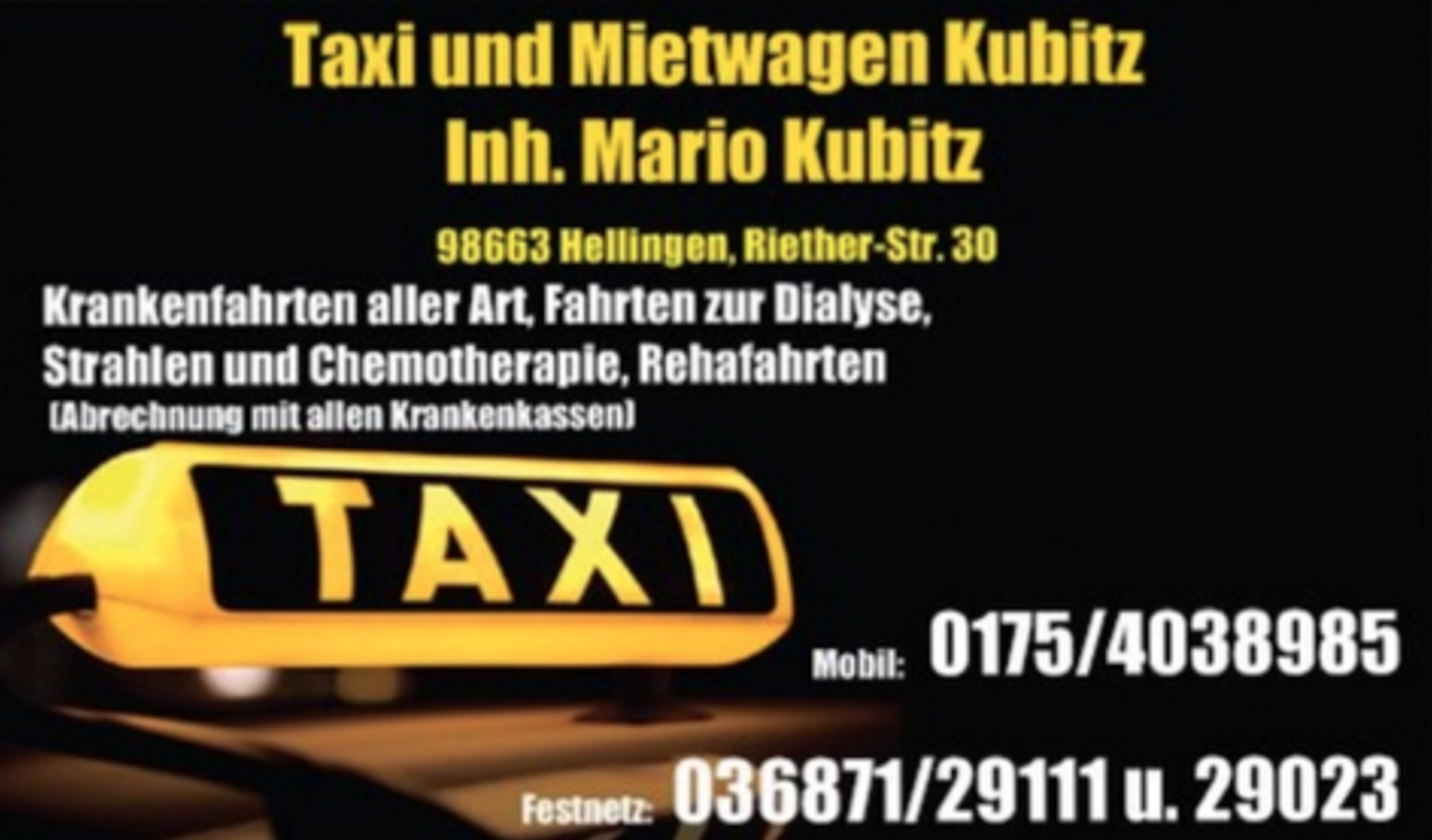 Taxi und Mietwagen Inh. Mario Kubitz
